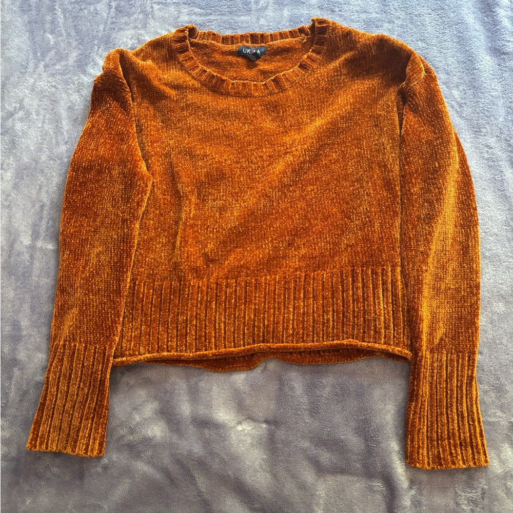 BP Orange Crew Neck Cropped Sweater